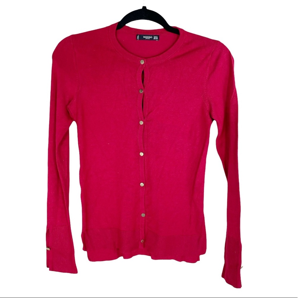 Mango Burgundy Button Down Cardigan
